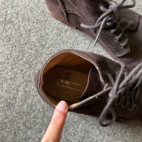 BDG Urban Outfitters Brown Suede Lace Up Ankle Boots Wooden Sole Womens Size 8.5 - Picture 8 of 12